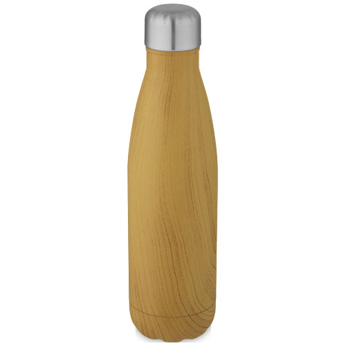 Bottiglia Cove da 500&nbsp;ml con isolamento sottovuoto in acciaio inossidabile e motivo ornamentale in legno - 100683
