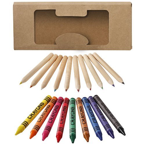 Set di matite e pastelli a cera colorati da 19 pezzi Lucky - 106788