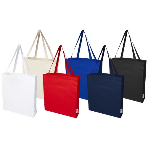 Tote bag a soffietto in cotone riciclato certificato GRS da 140 g/m&sup2; Madras - 120733